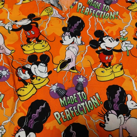 Disney Halloween Mickey Minnie Mouse Frankenstein Scrub Medic Nurse Top Small - Picture 2 of 4